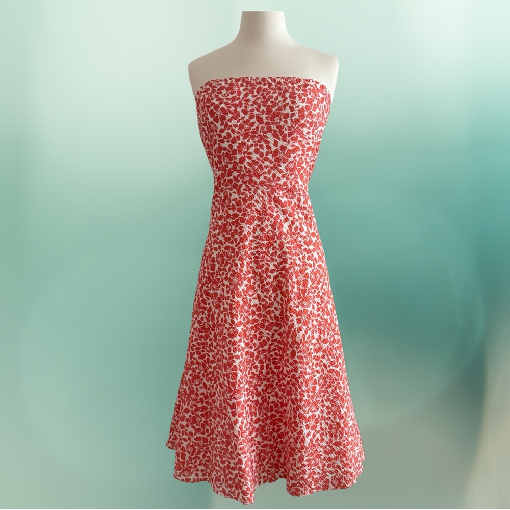 J. Crew Strapless Dress in Orange and White - 100% Cotton - NWT - Picture 16 of 16